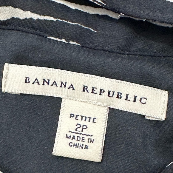 Banana Republic Dress Women 2P Navy White Stripe Halter Neck Banded Waist A-Line - Picture 2 of 3